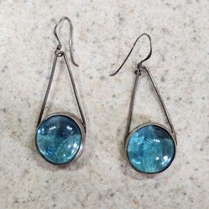 Sterling Sliver, Elegant Blue Dangle Earrings